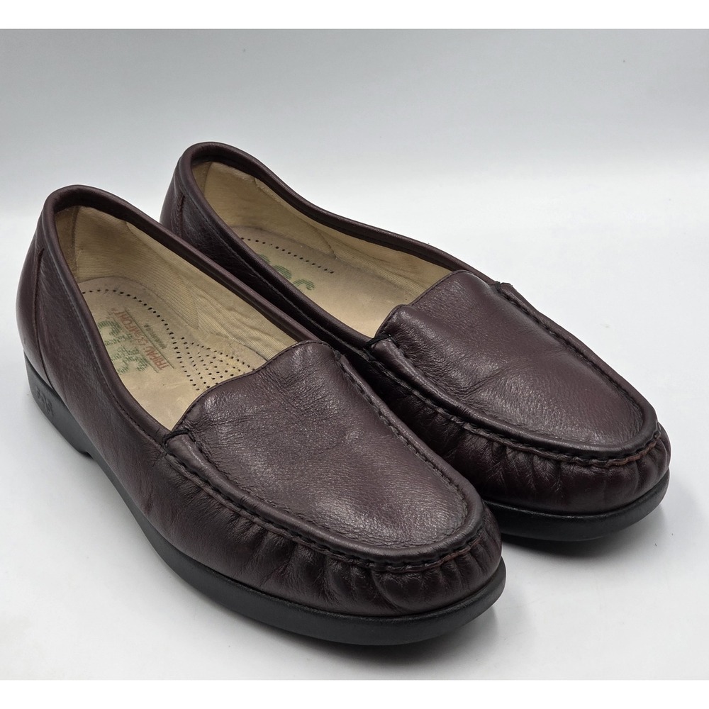 SAS Simplify Antique Wine Leather Comfort Loafers Slip On Women's 9.5 WW